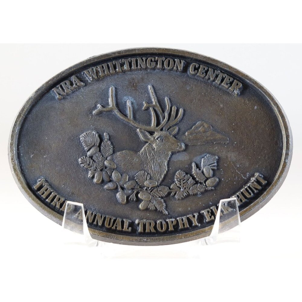 Belt Buckle NRA Third Annual Trophy Elk Hunt Brass Buckle